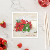 Weihnachtszeit Poinsettia und Kerze Serviette (Beispiel)