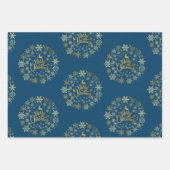 Weihnachtszeit, Retro Vintage japanische Kunst Geschenkpapier Set (Vorderseite 3)