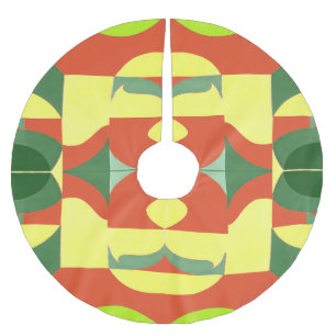 Weihnachtszeit rot grün gelb klassisches Muster Polyester Weihnachtsbaumdecke