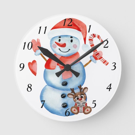 Weihnachtszeit Runde Wanduhr (Vorderseite)