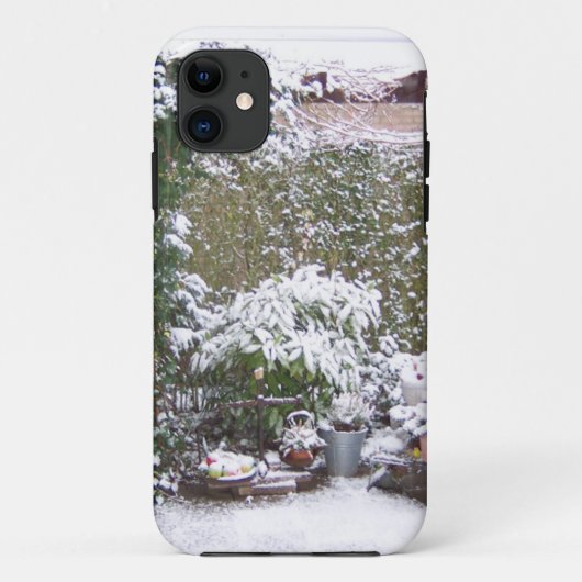 Weihnachtszeit, Schnee im Garten Case-Mate iPhone Hülle (Rückseite)