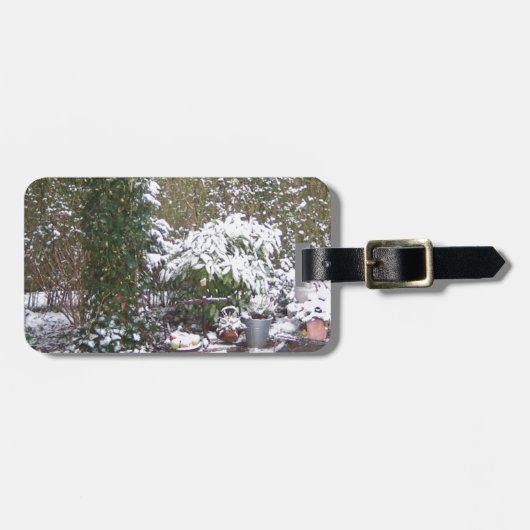 Weihnachtszeit, Schnee im Garten Gepäckanhänger (Vorderseite horizontal)