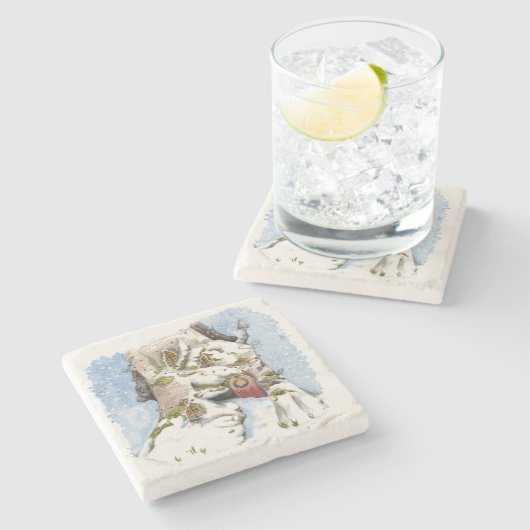 Weihnachtszeit Steinuntersetzer (Seitenansicht)