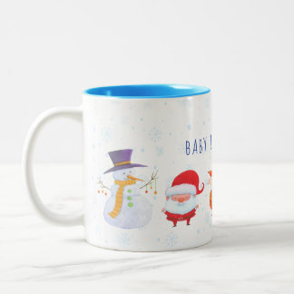 Weihnachtszeit-Tasse mit süße Tier-Freunden Zweifarbige Tasse