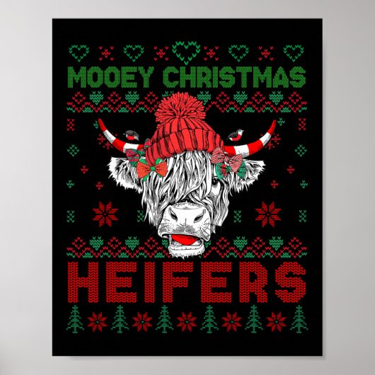 Weihnachtszeit Ugly Sweater Highland Kuh Liebe Er Poster (Vorne)
