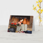 Weihnachtszeit und gemütlicher Kamin Karte (Gelbe Blume)