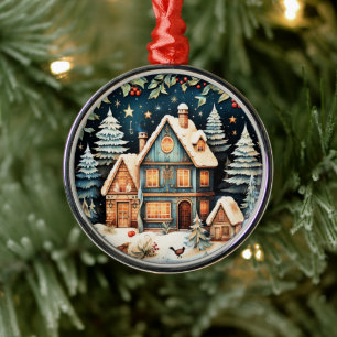 Weihnachtszeit, vintage Weihnachtsszene, Ornament Aus Metall