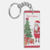 Weihnachtszeit, Weihnachtsbaum und Geschenke Schlüsselanhänger (Vorderseite links)