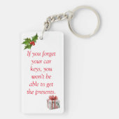 Weihnachtszeit, Weihnachtsbaum und Geschenke Schlüsselanhänger (Rückseite)