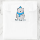 Weihnachtszeit Winterbär Quadratischer Aufkleber (Tasche)