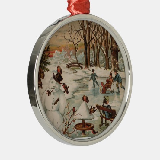 Weihnachtszeitseis Skaten Silbernes Ornament (Rechts)
