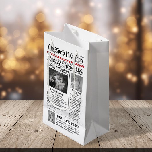 Weihnachtszeitung Foto Typografie Kleine Geschenktüte