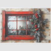 Weihnachtszene Rustikale Fensterdekoupage Seidenpapier (Vorderseite)