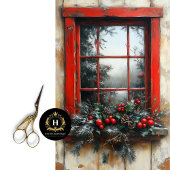 Weihnachtszene Rustikale Fensterdekoupage Seidenpapier