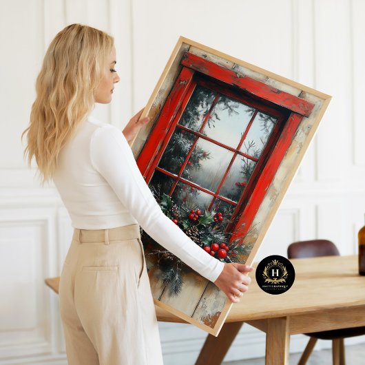 Weihnachtszene Rustikale Fensterdekoupage Seidenpapier