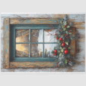 Weihnachtszene Rustikale Fensterdekoupage Seidenpapier (Vorderseite)