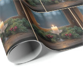 Weihnachtszentrum nach Bauernhof Fenster Geschenkpapier (Rolleneckpunkt)