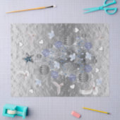 Weihnachtszettel Blue Silver Tree Doves Seidenpapier (Basteln)