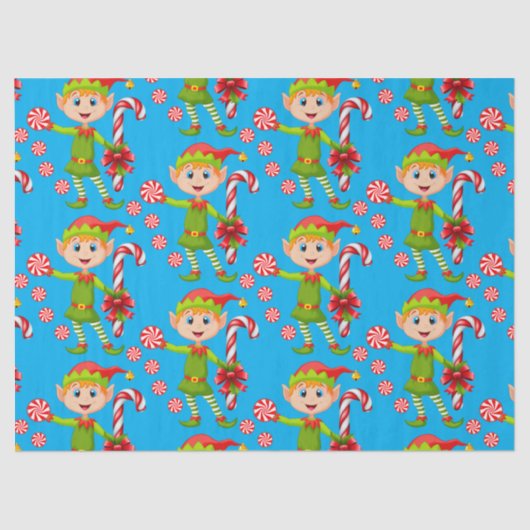 Weihnachtszettel Elf Peppermint Seidenpapier (Vorderseite)