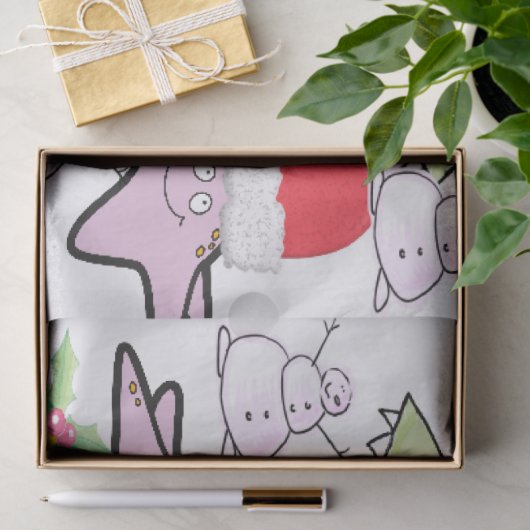 Weihnachtszettel Haifisch Schneemann Seidenpapier (Geschenk)