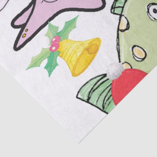 Weihnachtszettel Haifisch Schneemann Seidenpapier (Detail)