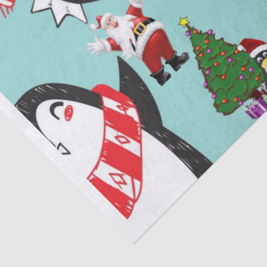 Weihnachtszettel, Pinguin Seidenpapier (Detail)