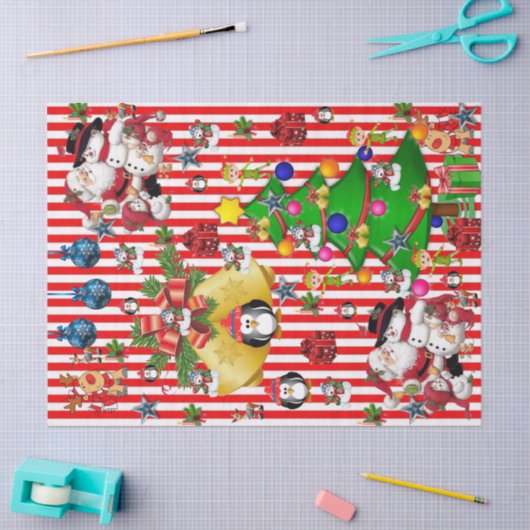 Weihnachtszettel Pinguin Seidenpapier (Basteln)