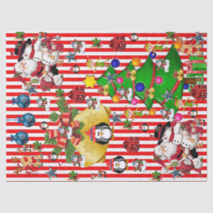 Weihnachtszettel Pinguin Seidenpapier