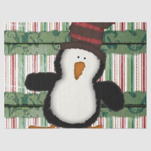 Weihnachtszettel Pinguin Seidenpapier (Vorderseite)