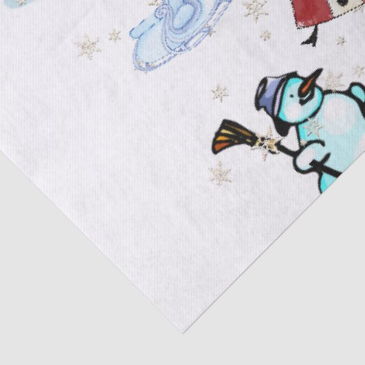 Weihnachtszettel Pinguin Snowman Fisch Seidenpapier (Detail)