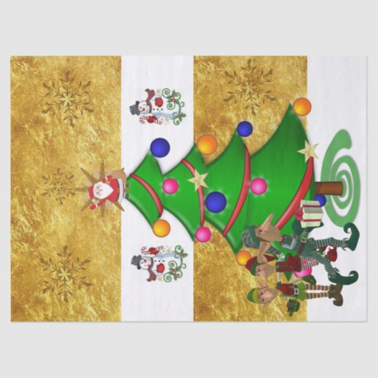 Weihnachtszettel Santa Elf Snowman Seidenpapier (Vorderseite)