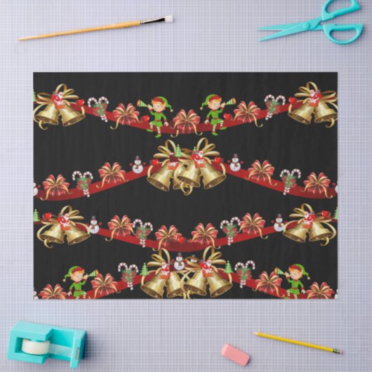 Weihnachtszettel Santa Snowman Elf Seidenpapier (Basteln)