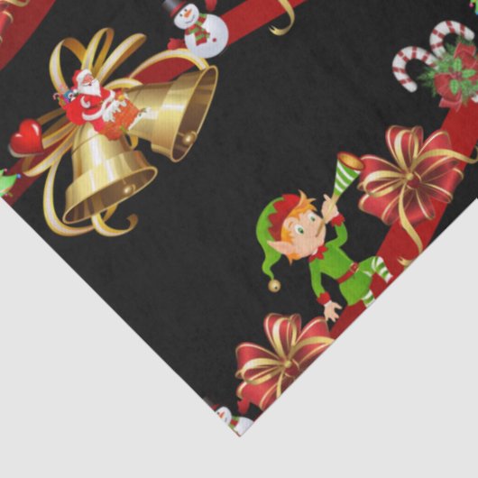 Weihnachtszettel Santa Snowman Elf Seidenpapier (Detail)