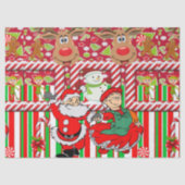 Weihnachtszettel Snowman Santa Mrs. Claus Seidenpapier (Vorderseite)