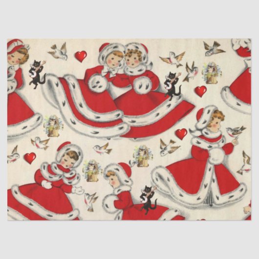 Weihnachtszettel, Weihnachtsfest, Kitten Seidenpapier (Vorderseite)