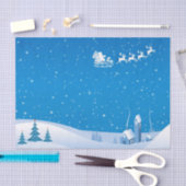 Weihnachtszettel/Weihnachtsmann und Schlitten Seidenpapier (Handwerk)