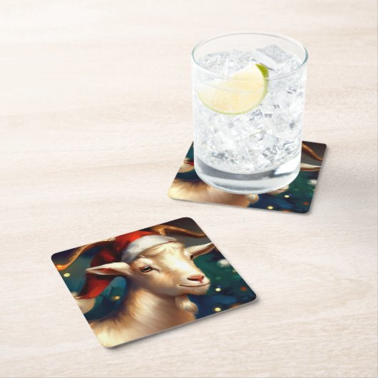 Weihnachtsziege 1 rechteckiger pappuntersetzer (Vor Ort)