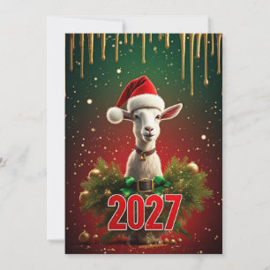 Weihnachtsziege 2027   Lustiger süßer Weihnachtsgr Einladung