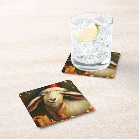 Weihnachtsziege 3 rechteckiger pappuntersetzer (Vor Ort)