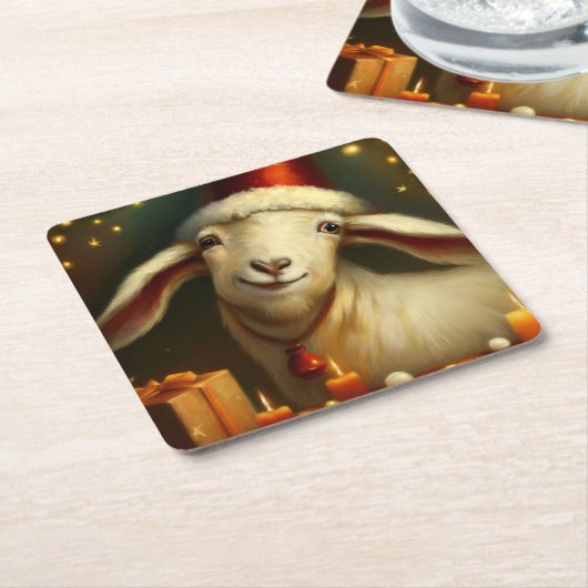 Weihnachtsziege 3 rechteckiger pappuntersetzer (angewinkelt)