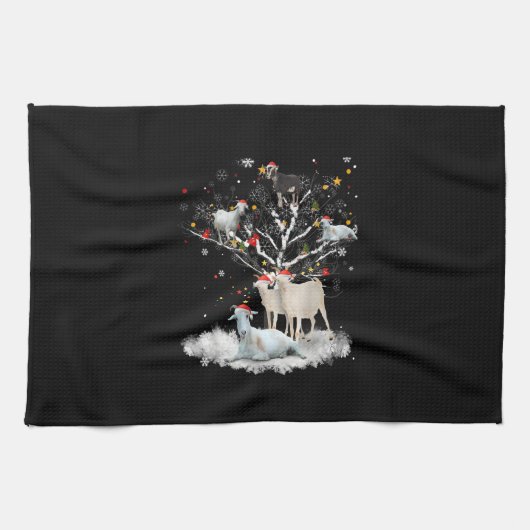 Weihnachtsziege auf Baum Funny Santa Goat Lover Ge Geschirrtuch (Horizontal)
