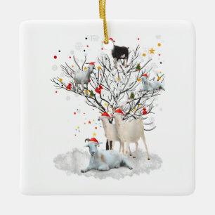 Weihnachtsziege auf Baum Funny Santa Goat Lover Ge Keramikornament