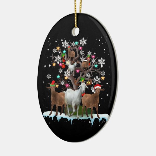 Weihnachtsziege auf Baum Santa Goat Lover Keramik Ornament (Links)