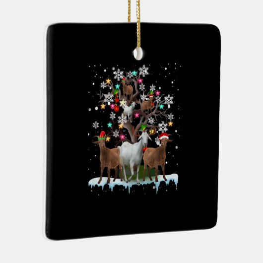 Weihnachtsziege auf Baum Santa Goat Lover Keramikornament (Rechts)