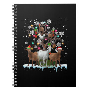 Weihnachtsziege auf Baum Santa Goat Lover Notizblock