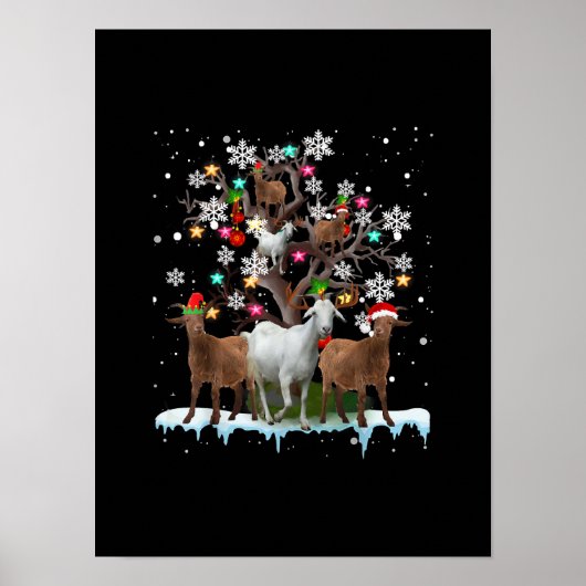 Weihnachtsziege auf Baum Santa Goat Lover Poster (Vorne)