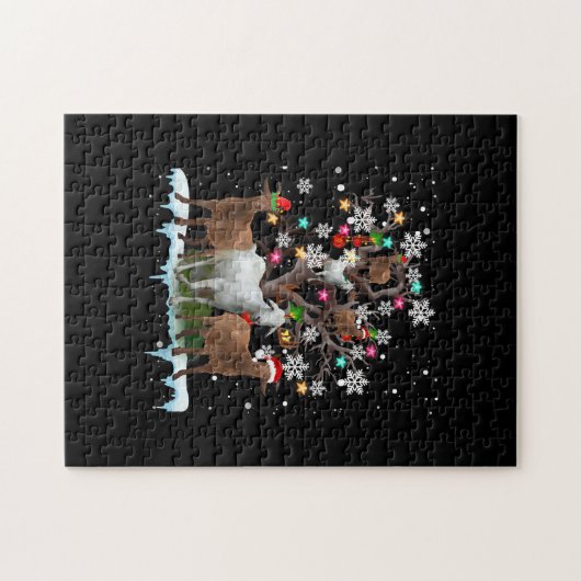 Weihnachtsziege auf Baum Santa Goat Lover Puzzle (Horizontal)