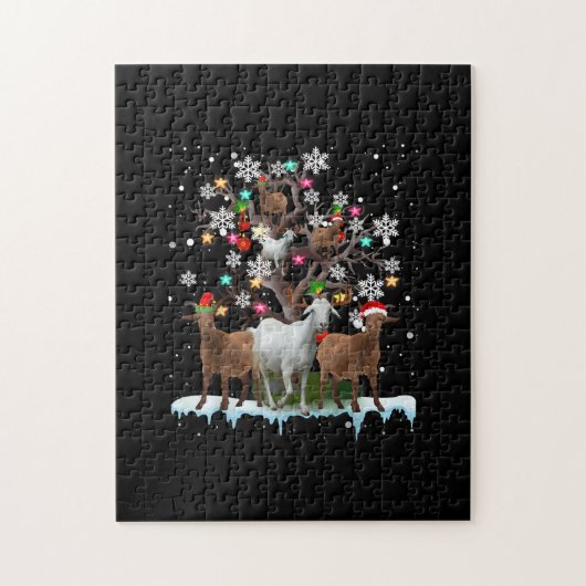 Weihnachtsziege auf Baum Santa Goat Lover Puzzle (Vertikal)
