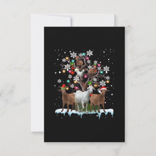 Weihnachtsziege auf Baum Santa Goat Lover RSVP Karte (Vorderseite)