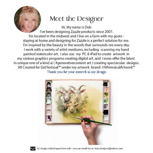 Weihnachtsziege im Aquarell - Baby Peace Karte